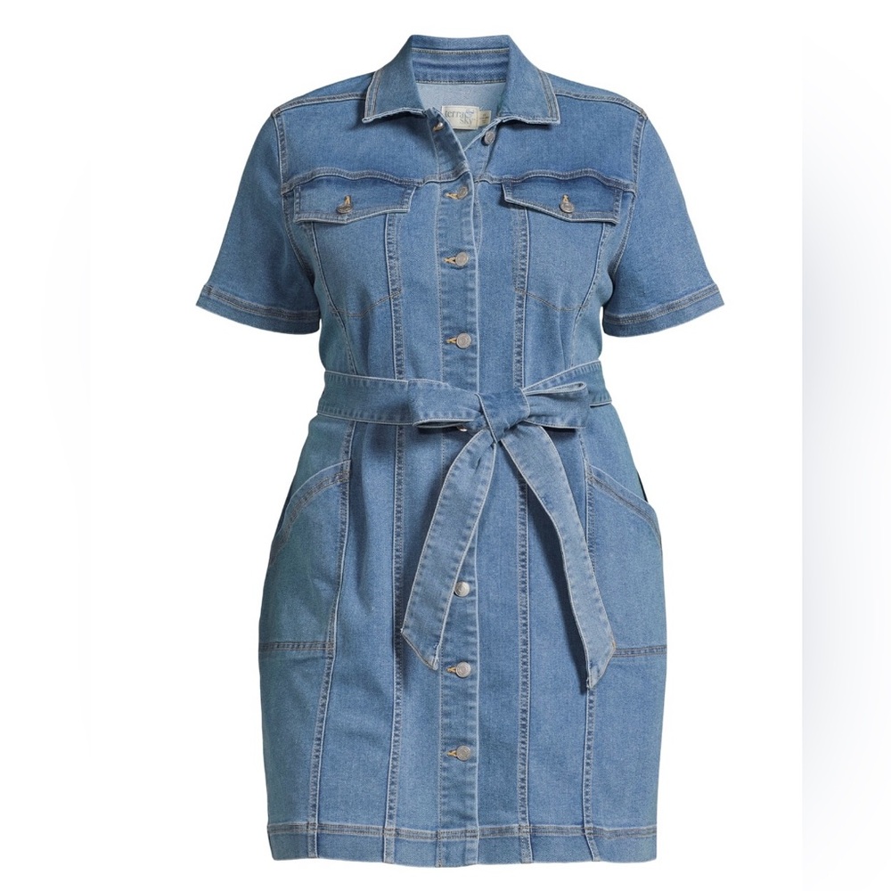 New With Tag Terra & Sky Women's Plus Size Denim Utility Dress
